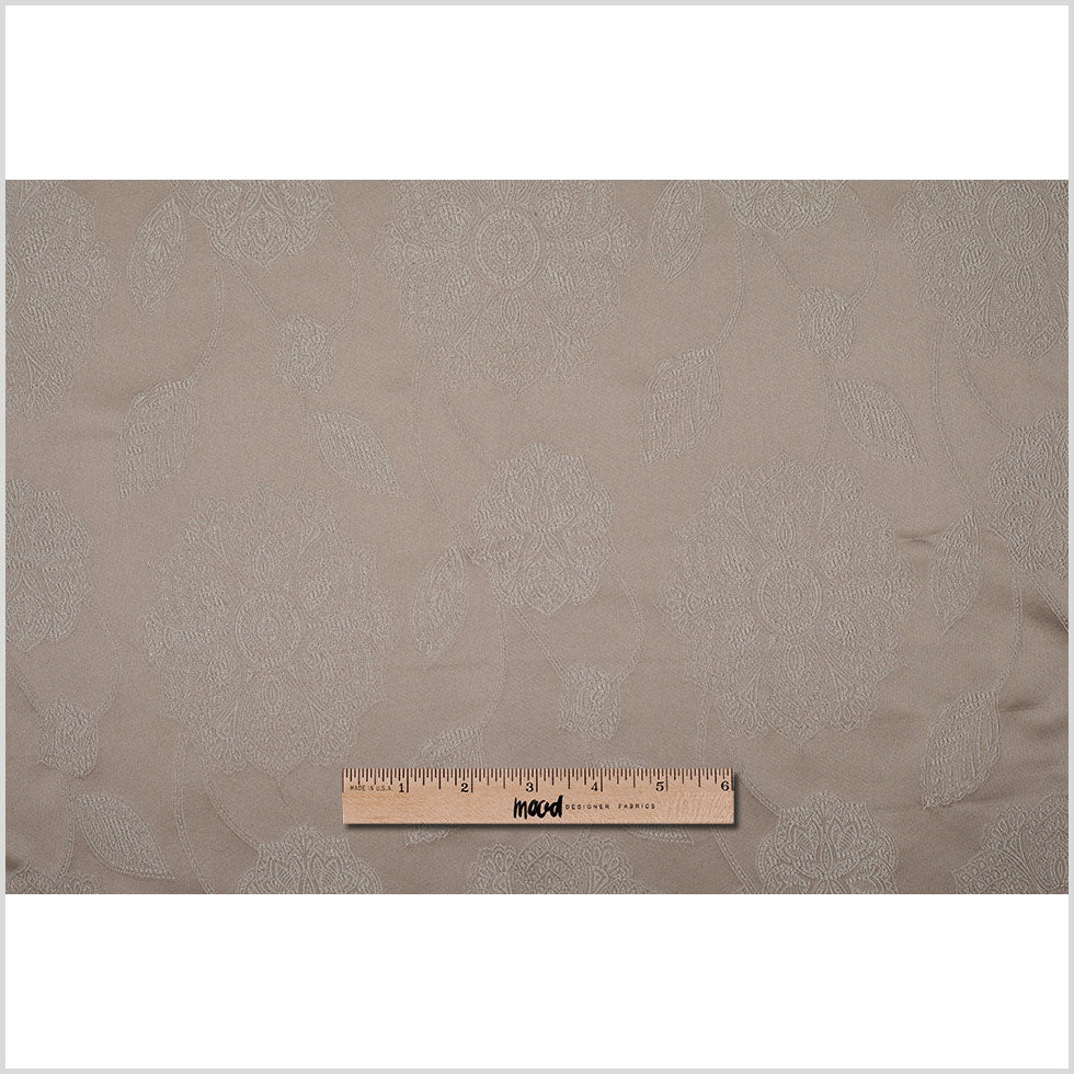 Dark Beige and Light Beige Floral Satin Jaquard