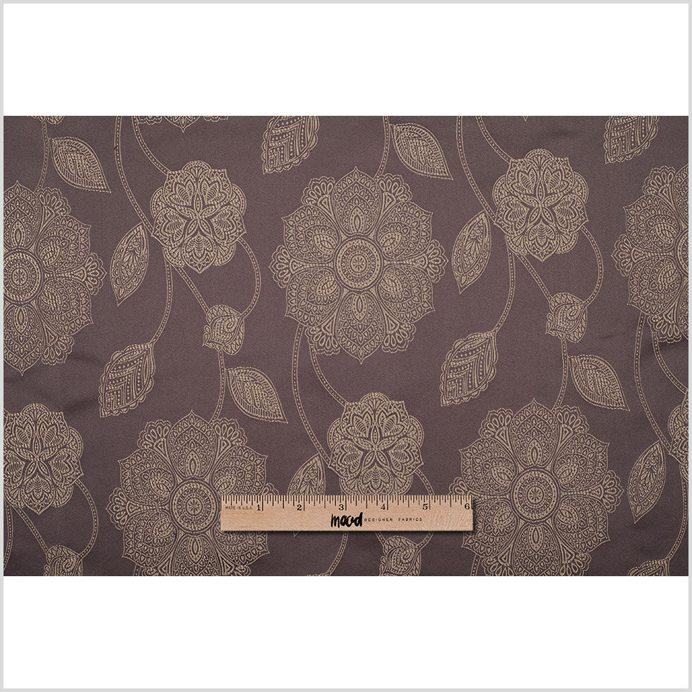 Gold and Brown Floral Satin Jacquard