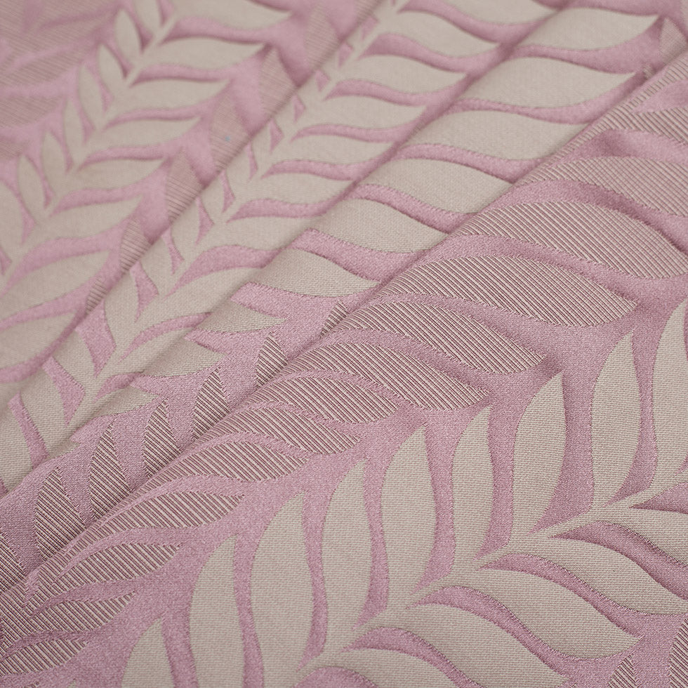 Pale Mauve Tone-on-Tone Leaves Satin Jacquard