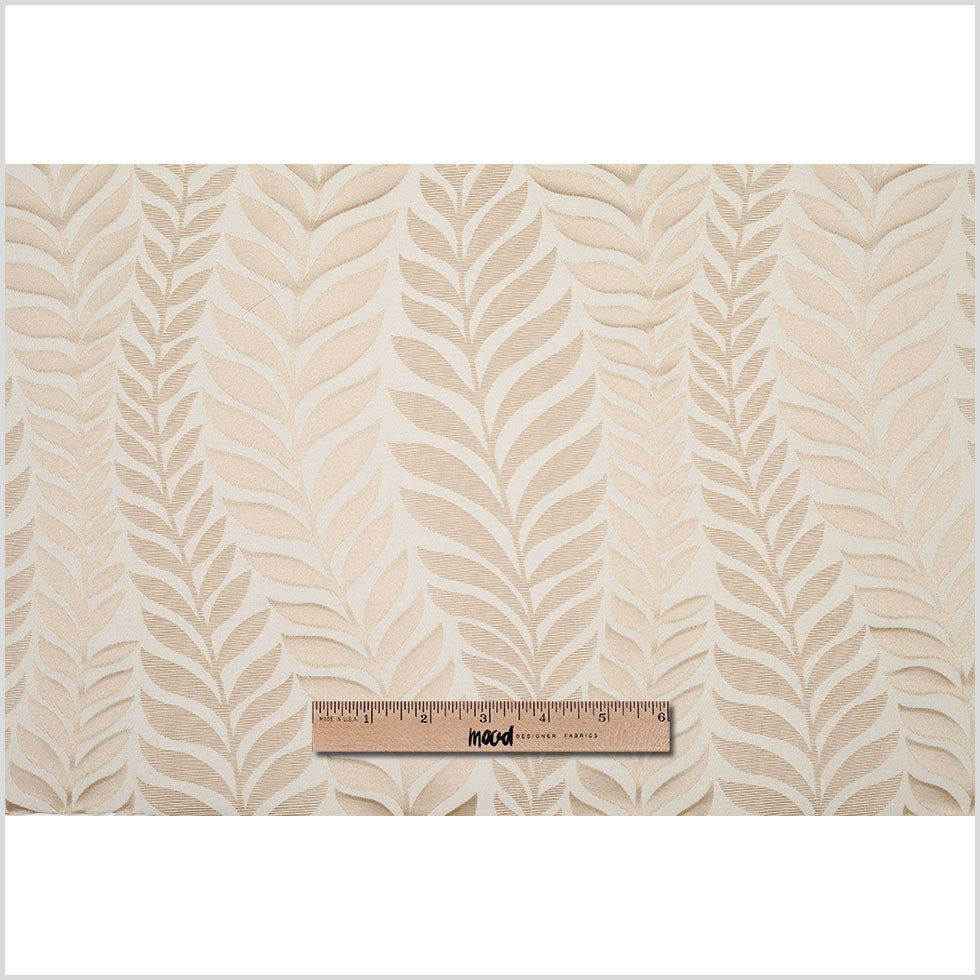 Beige and Light Beige Leafy Satin Jaquard