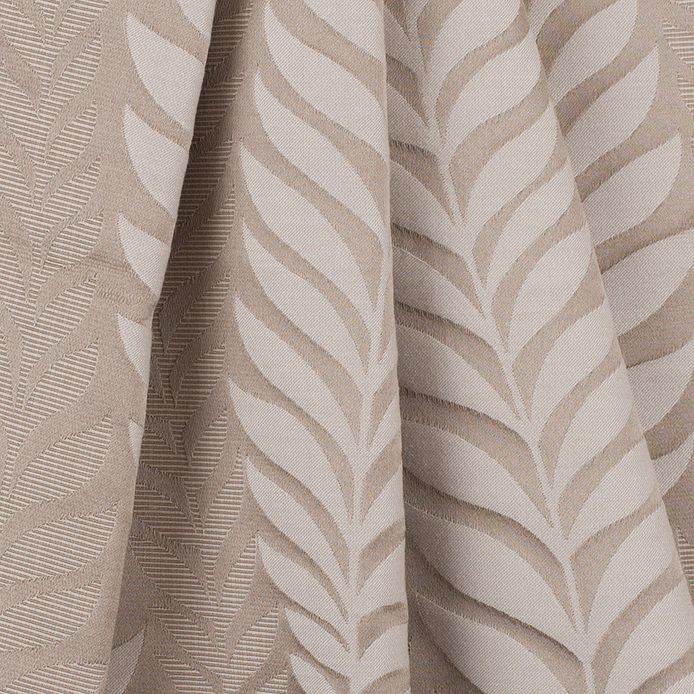 Taupe Tone-on-Tone Leaves Satin Jacquard