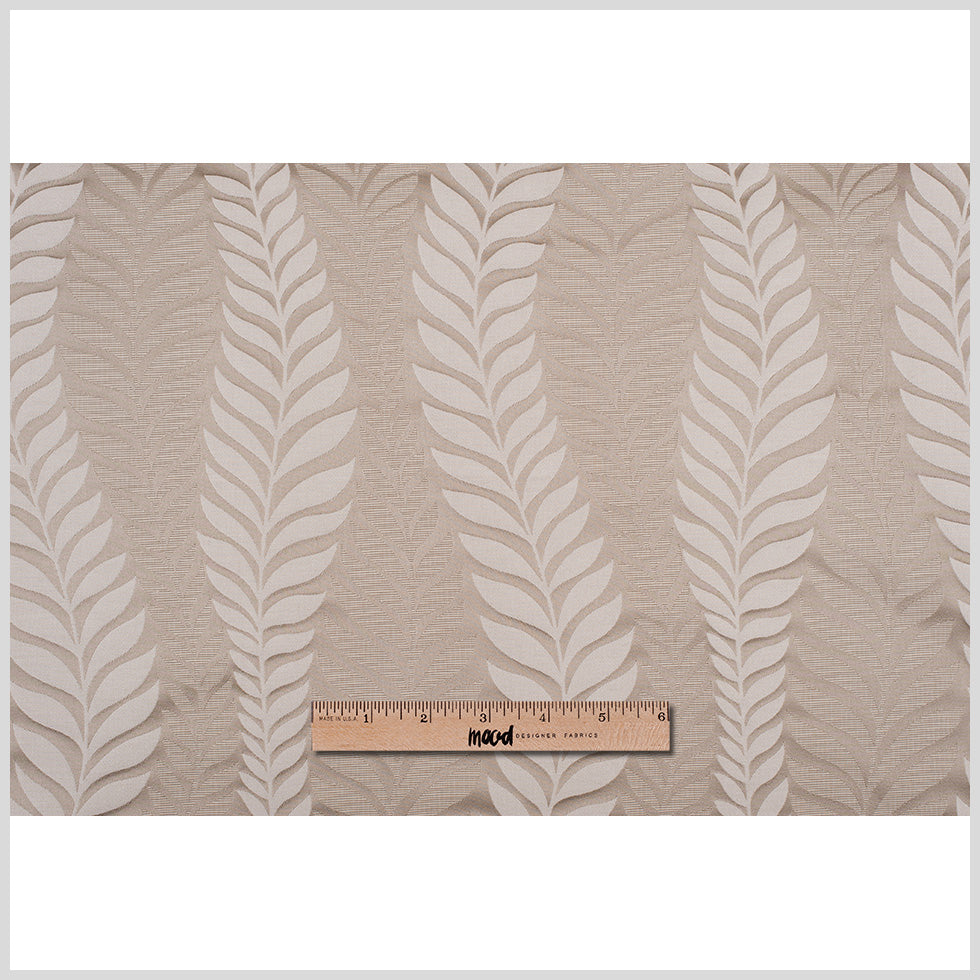 Taupe Tone-on-Tone Leaves Satin Jacquard