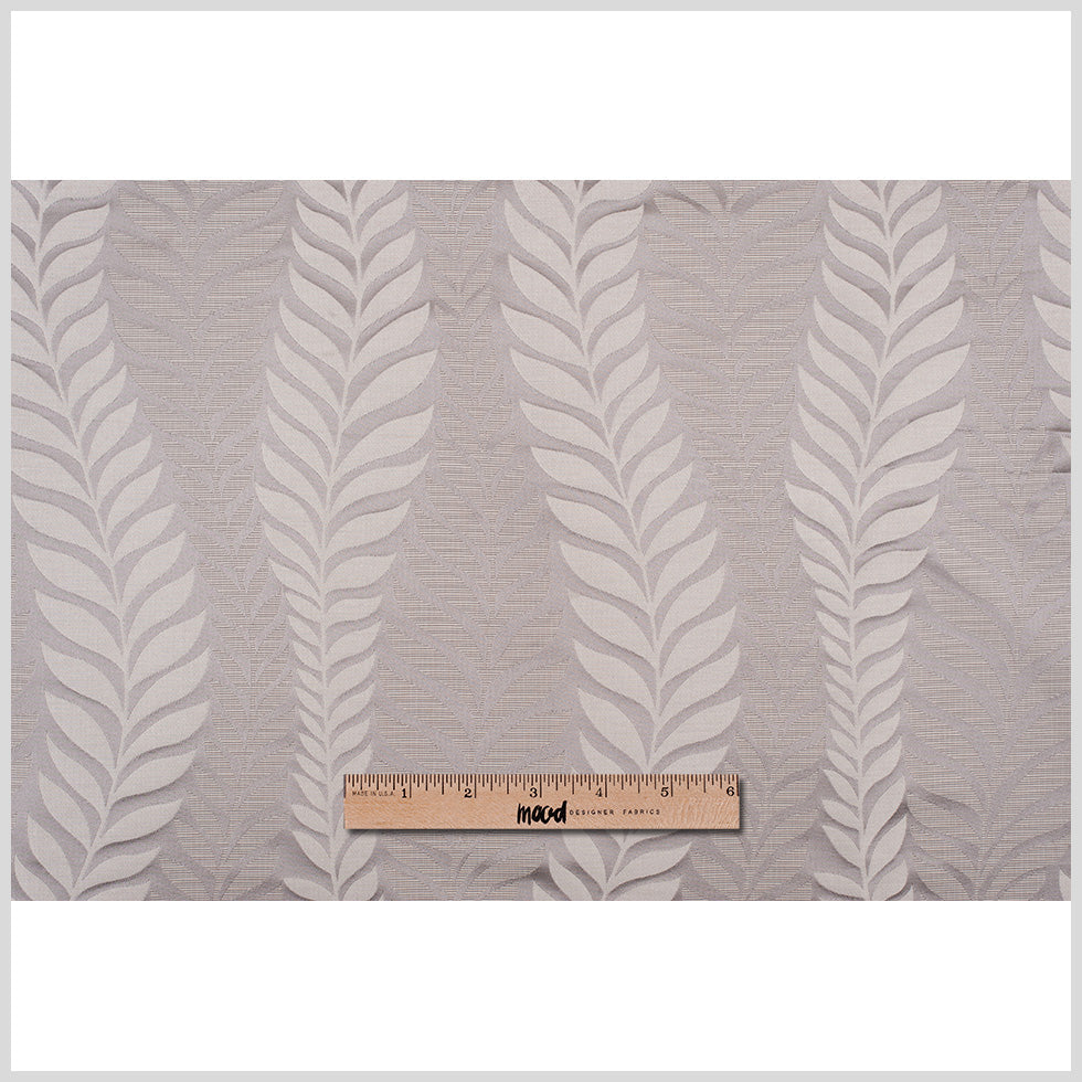 Silver Tone-on-Tone Leaves Satin Jacquard