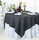 Sequin Paillette Poly Flax Burlap Table Overlay Square