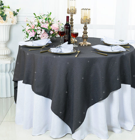 Square Sequin Table Overlay 72x72 Pewter/Charcoal