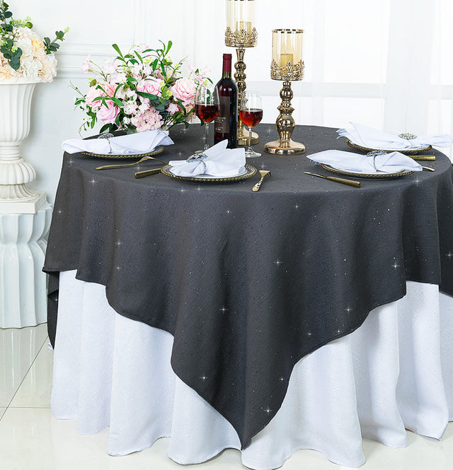 Square Sequin Table Overlay 72x72 Pewter/Charcoal