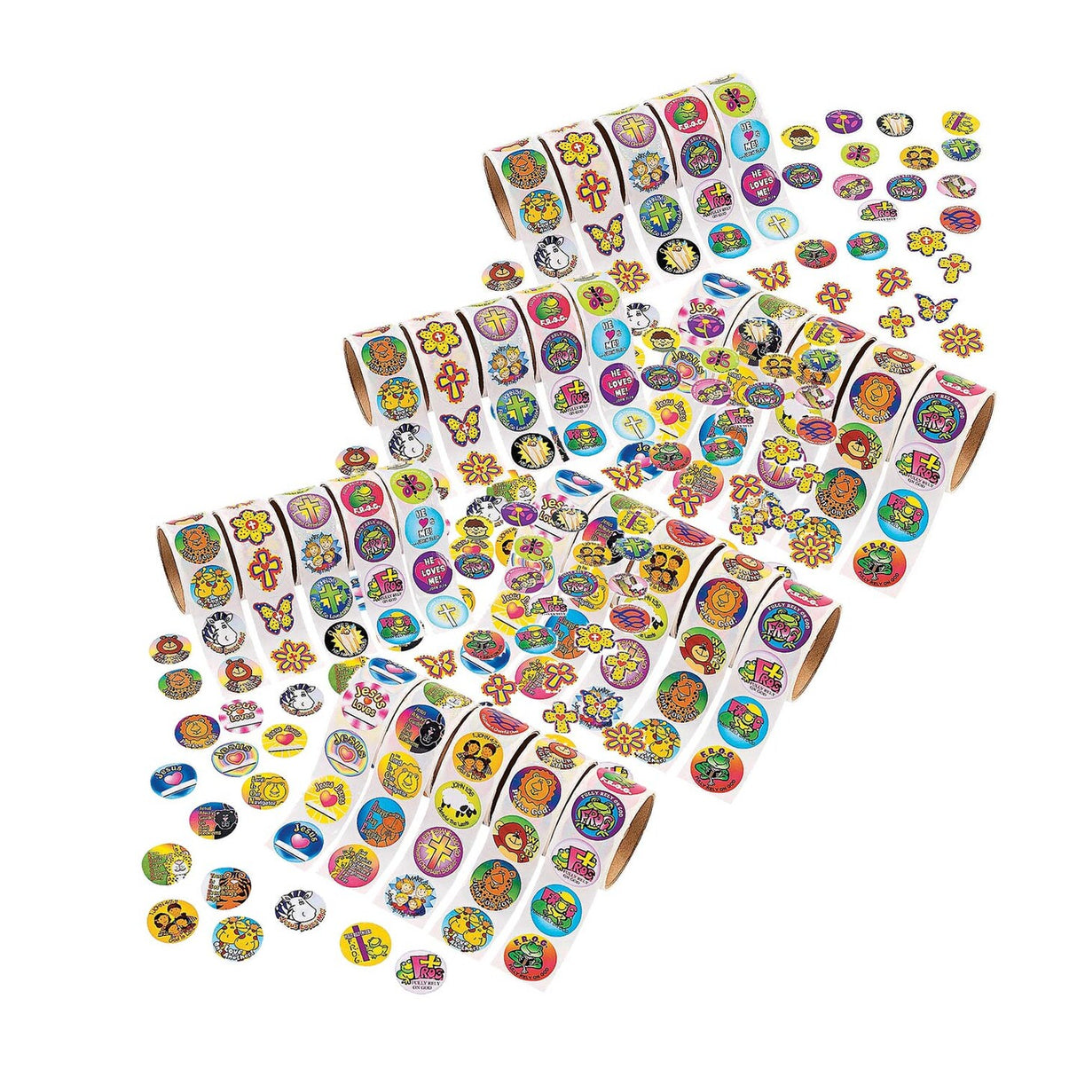 1 1/2" Bulk Religious Rolls of Stickers Assortment 1000 Pc