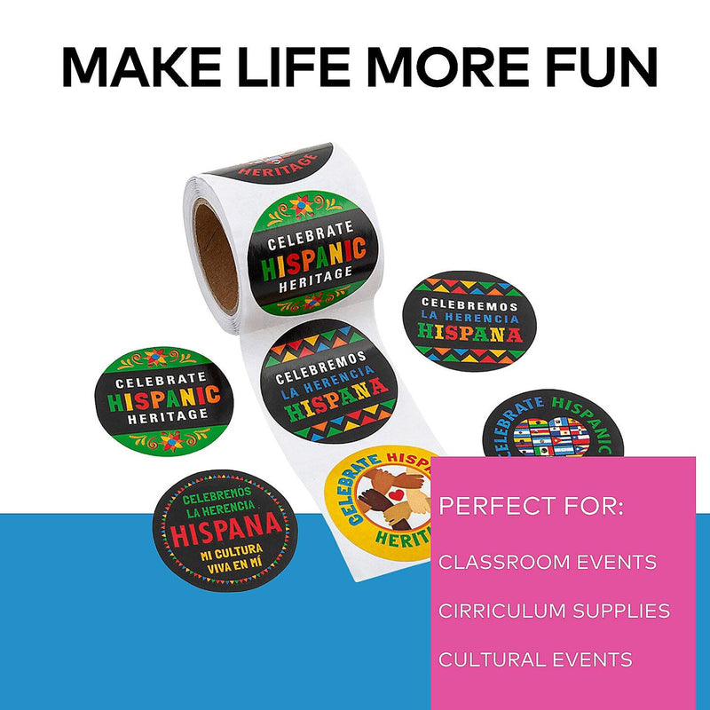 1 1/2" Celebrate Hispanic Heritage Paper Sticker Roll 100 Pc