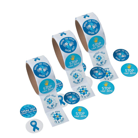 1 1/2" Child Abuse Awareness Paper Sticker Roll 100 Pc