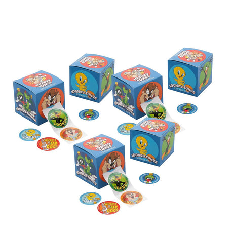 1 1/2" Looney Tunes Sticker Roll with Dispenser 100 Pc