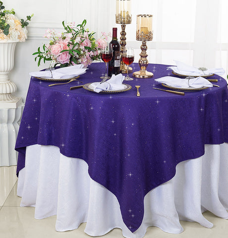 Sequin Paillette Poly Flax Burlap Table Overlay Square