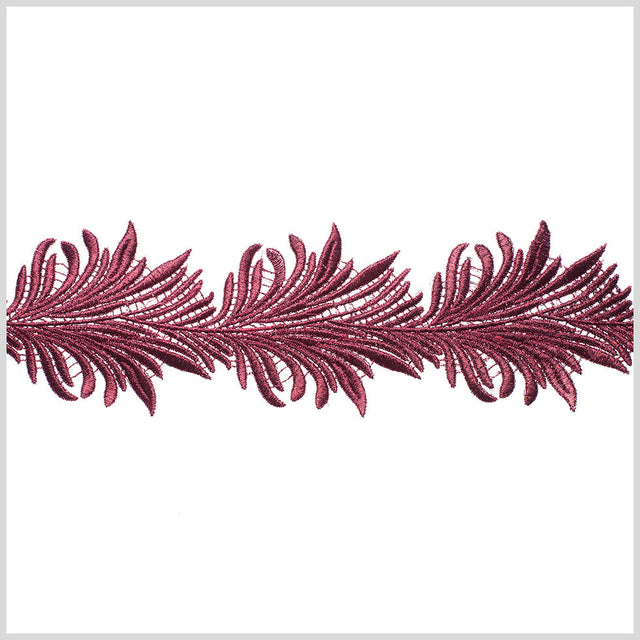 4" Metallic Burgundy Lace Trim