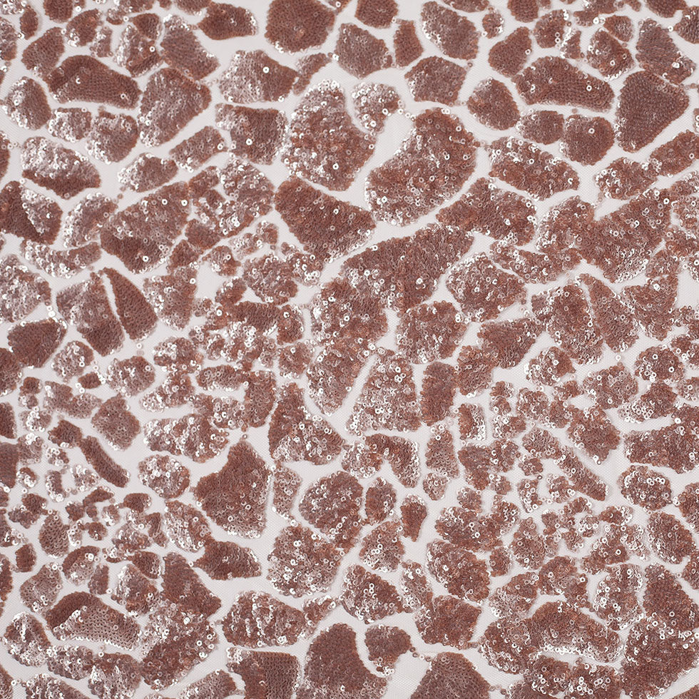 Rose Gold Baby Sequins "Splotches" on Mesh