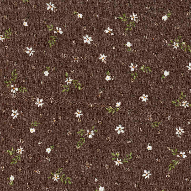 Rayon Crepon Swiss Dot Ditsy Floral Fabric, Lightweight Woven 52/53" Wide