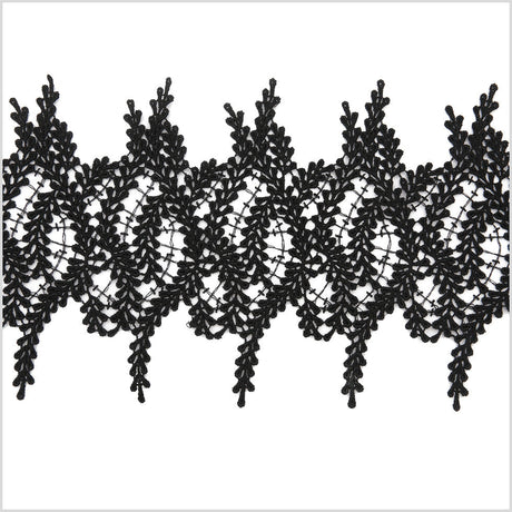 6.5" Metallic Black Lace Trim
