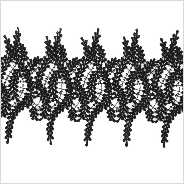 6.5" Metallic Black Lace Trim