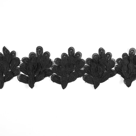Metallic Black 3D Lace Trim - 5.5"