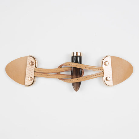 Tan/Gold Faux Leather Toggle Closure