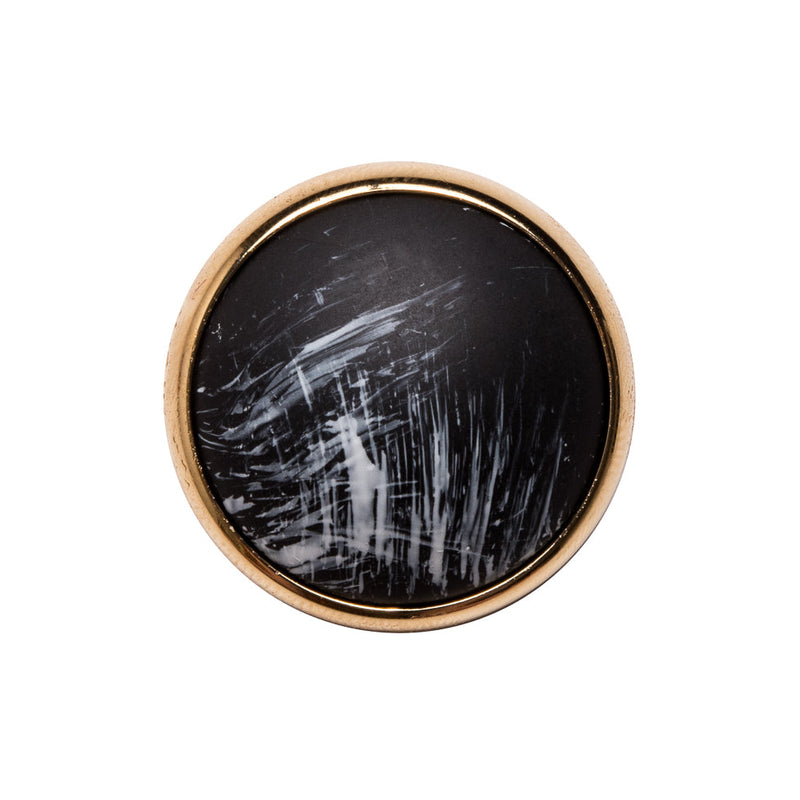 Italian Gold/Black Shank Back Button - 36L/23mm