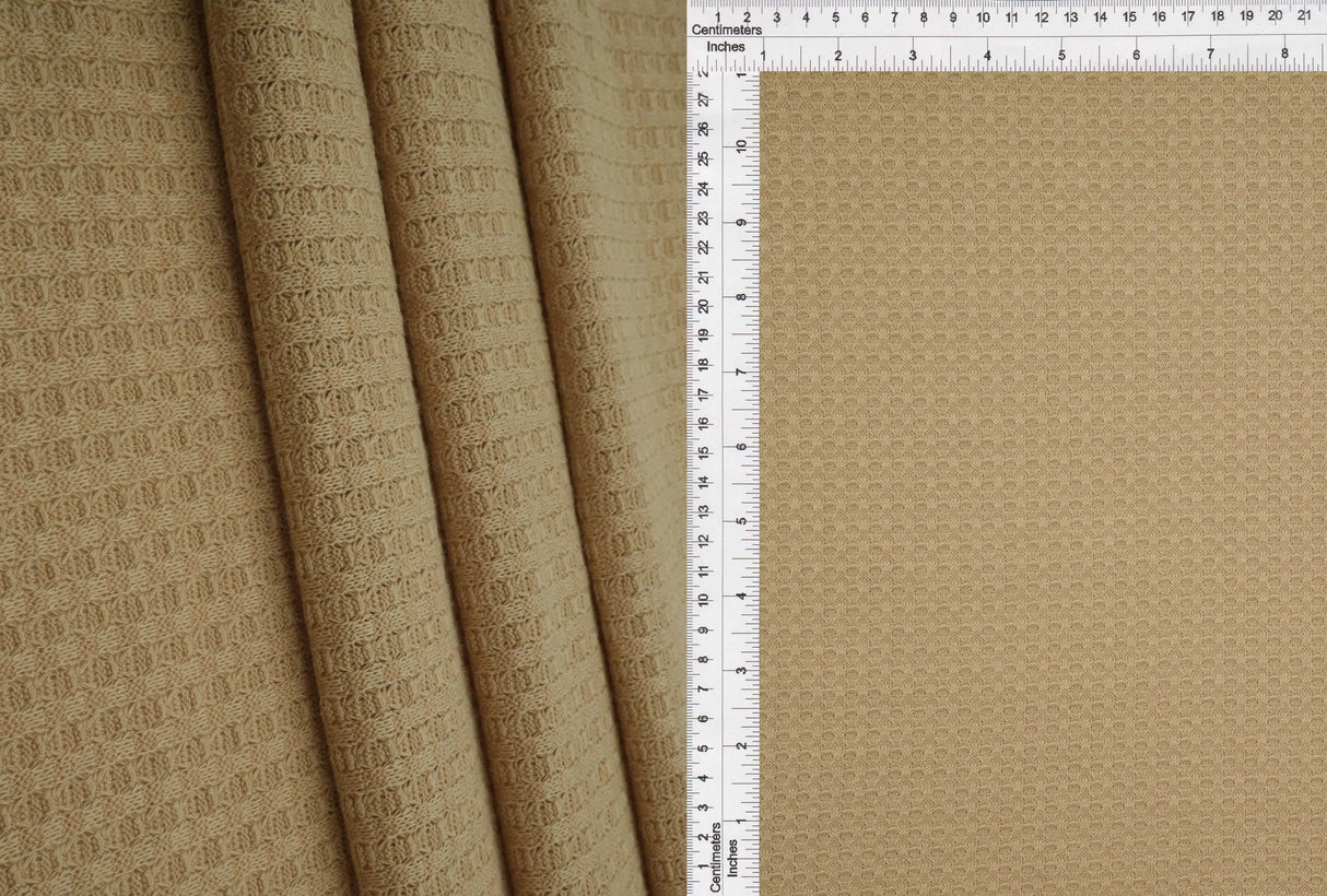 Waffle Solid Knit Fabric 1 Yard Soft Stretch Textured Material 58/60" Wide