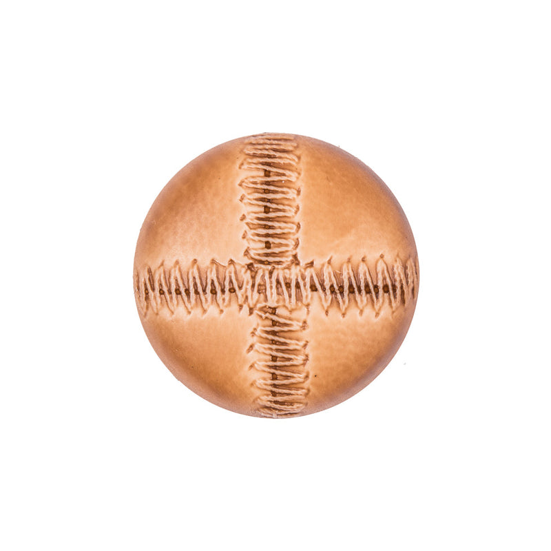 Italian Light Brown Top-Stitched Plastic Shank Back Button - 36L/23mm