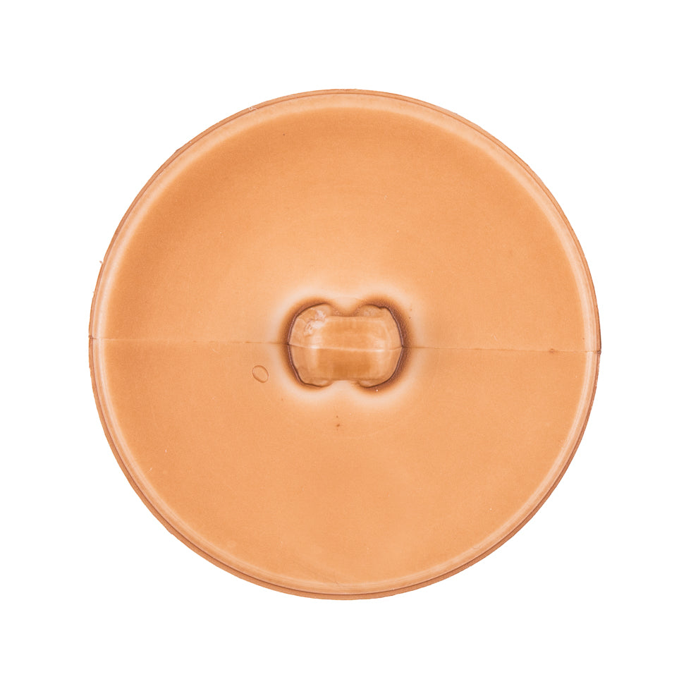 Italian Light Brown Top-Stitched Plastic Shank Back Button - 44L/28mm
