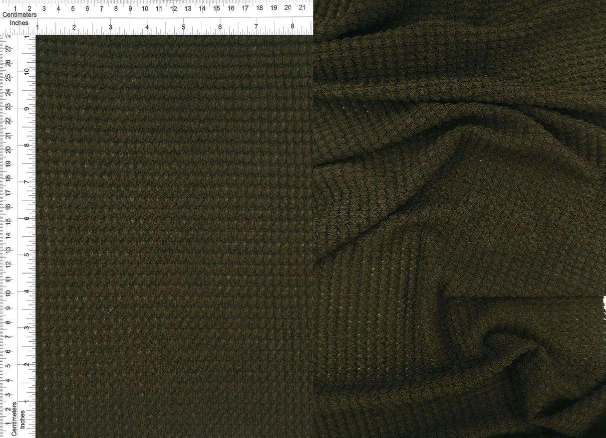 1 Yard Oversize Waffle Solid Knit Fabric 220 GSM, 54/56? Wide Polyester Rayon Spandex Blend