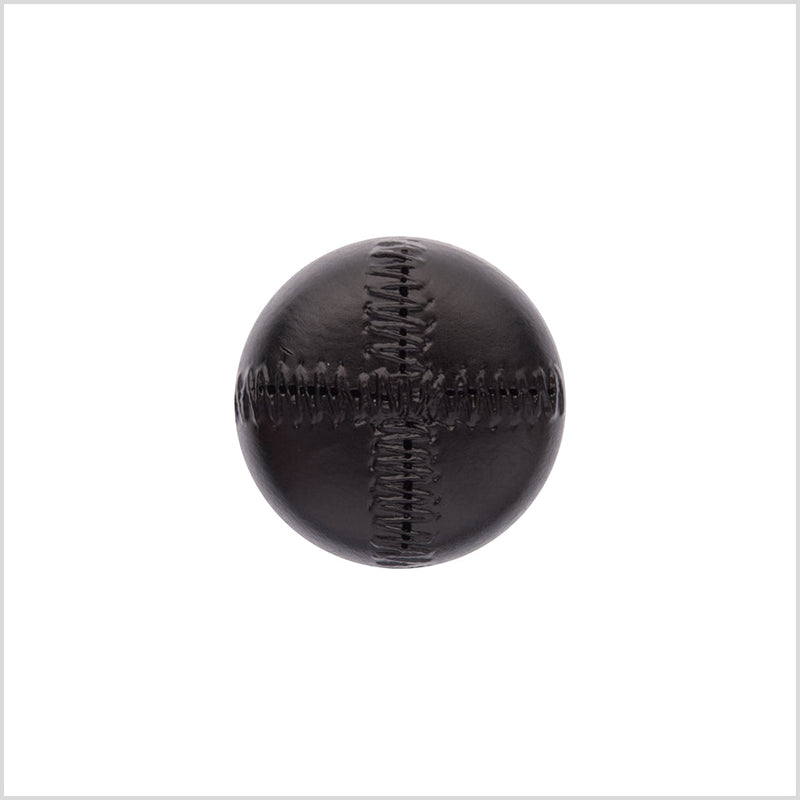 Italian Black Top-Stitched Plastic Shank Back Button - 36L/23mm