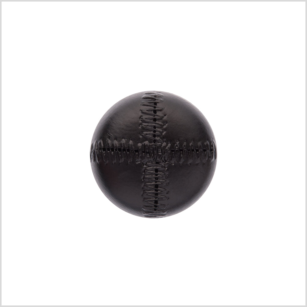 Italian Black Top-Stitched Plastic Shank Back Button - 36L/23mm