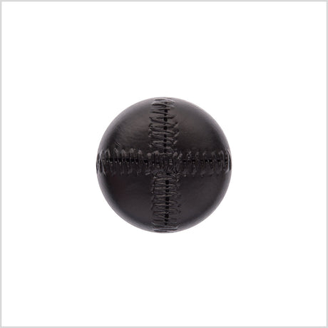 Italian Black Top-Stitched Plastic Shank Back Button - 36L/23mm