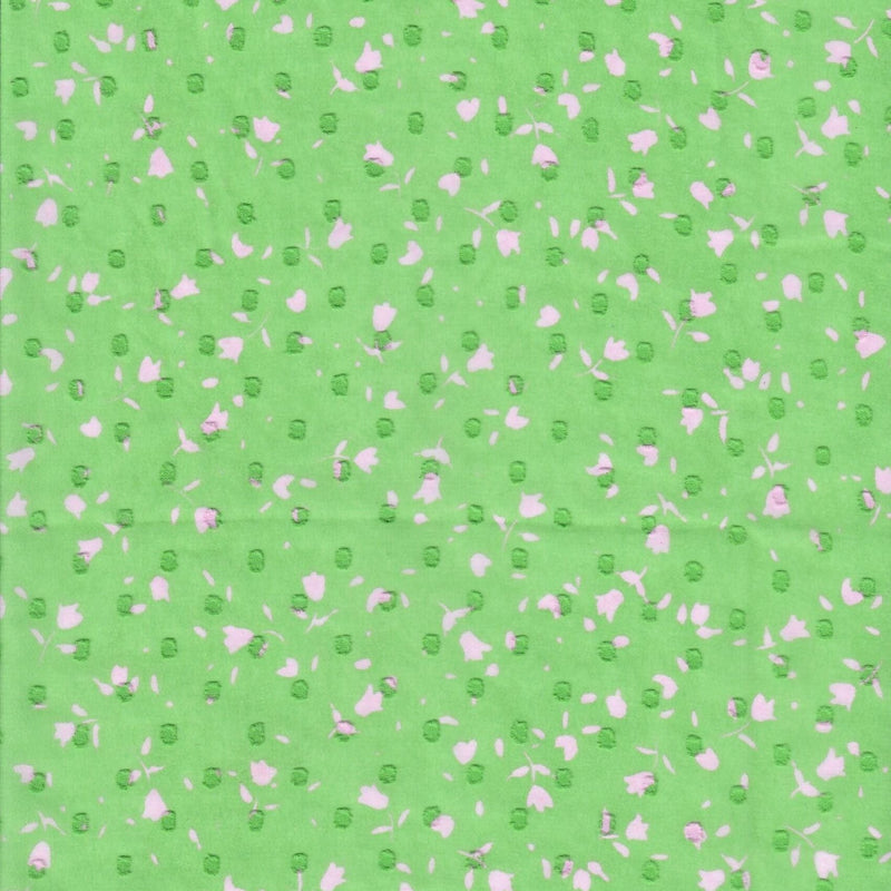 Chiffon Swiss Dot Ditsy Floral Green