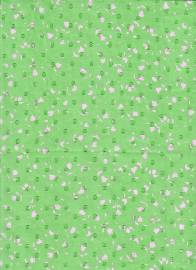 Chiffon Swiss Dot Ditsy Floral Green