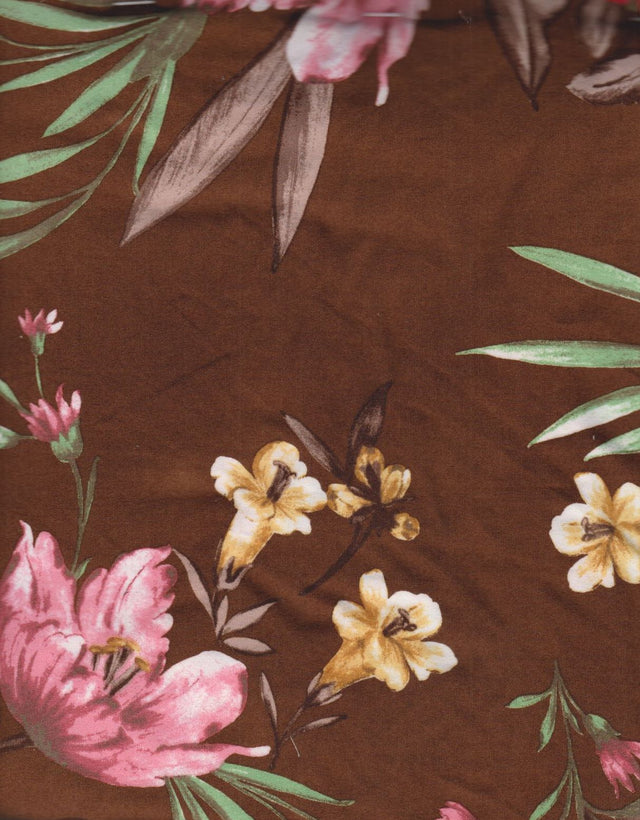 Brushed Floral Knit Fabric Mocha