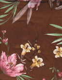 1 yarda de tela DTY cepillada con estampado floral hawaiano tropical, mezcla de poliéster y spandex de 170 GSM, ancho 58/60"