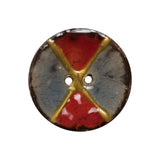Italian Red and Gray Coconut Button - 40L/25.5mm