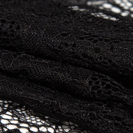 Jet Black Corded Floral Stretch Lace