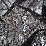Jet Black Corded Floral Stretch Lace
