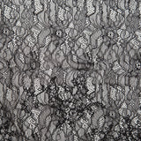 Jet Black Corded Floral Stretch Lace
