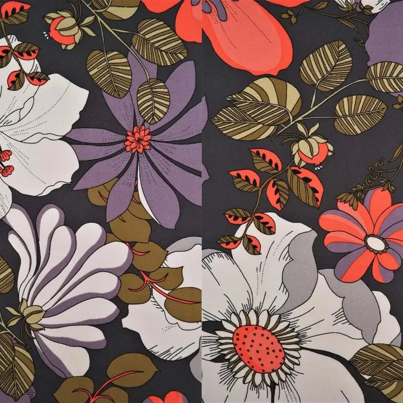 1 Yard DTY Brushed Retro Floral Print Stretch Knit Fabric 58/60 Inch Wide