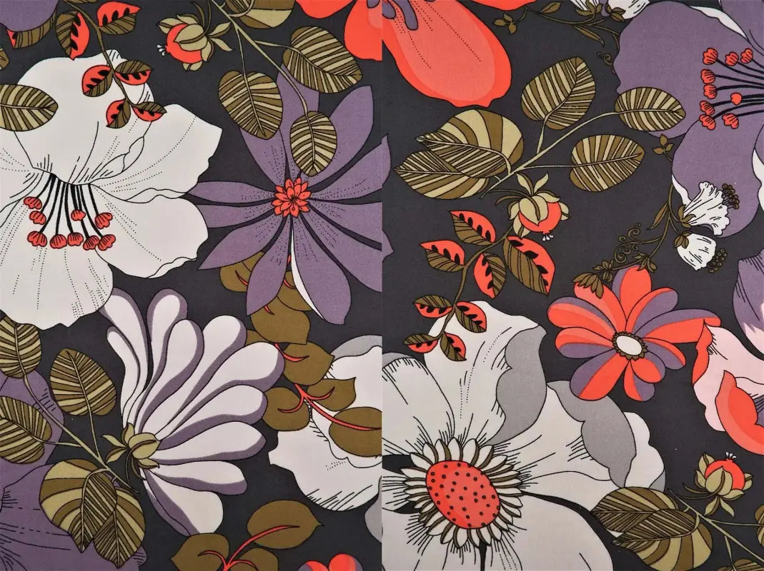 1 Yard DTY Brushed Retro Floral Print Stretch Knit Fabric 58 Inch Wide