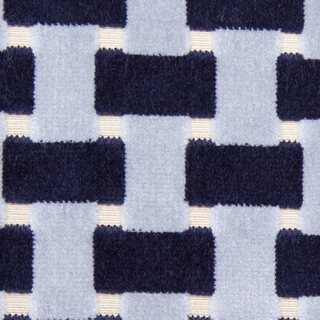 Indigo Lattice Work Cut Velvet Home Decor Fabric