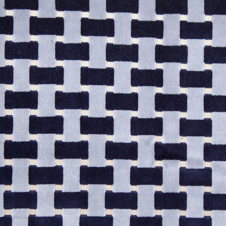 Indigo Lattice Work Cut Velvet Home Decor Fabric