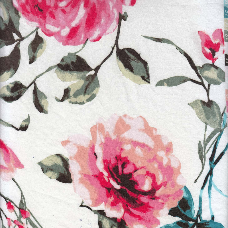 1 Yard Viny Floral DTY Brushed Knit Fabric Soft Stretch Polyester Spandex 58/60 Inches Wide