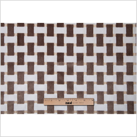 Pewter Lattice Work Cut Velvet Home Decor Fabric