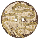 Italian Beige and Gold Swirls Etched Coconut Button - 64L/40.5mm