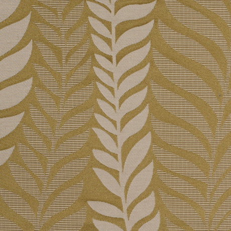 Golden Green Tone-on-Tone Leaves Satin Jacquard