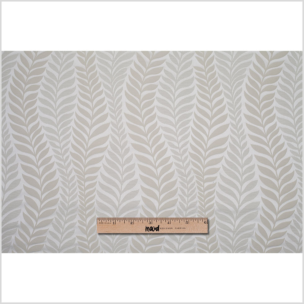 Champagne Tone-on-Tone Leaves Satin Jacquard