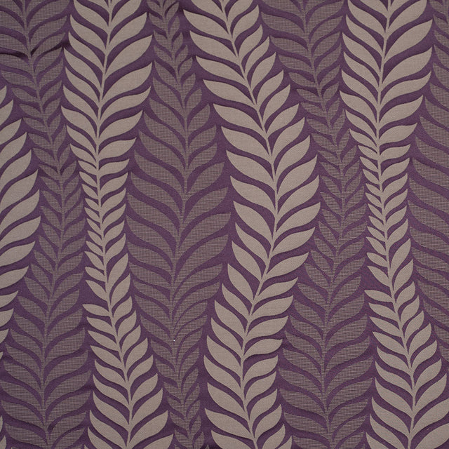 Plum and Taupe Leaves Satin Jacquard