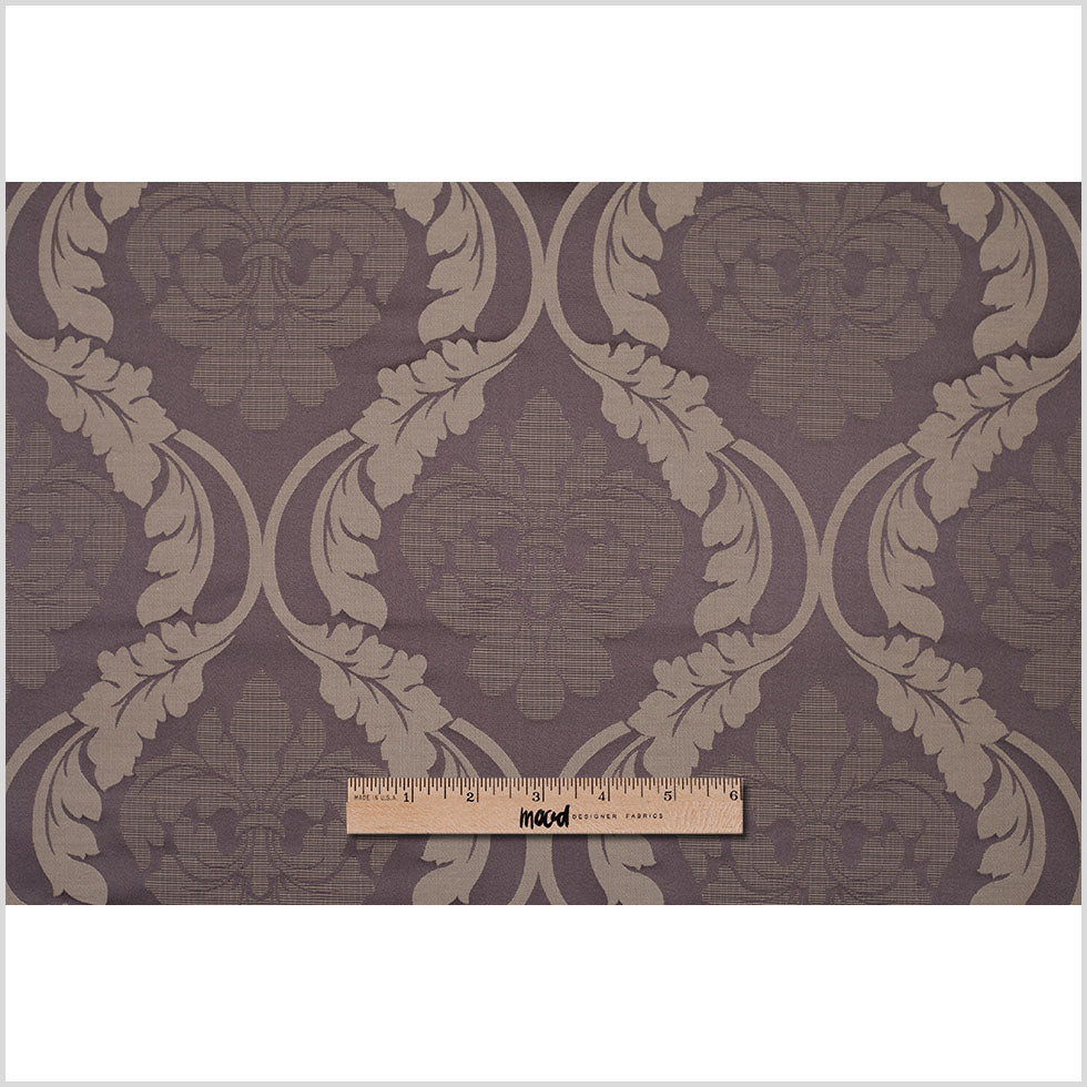Iron Brown Floral Damask-Pattern Satin Jacquard