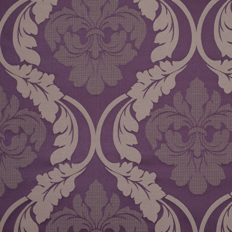 Plum Wine Floral Damask-Pattern Satin Jacquard